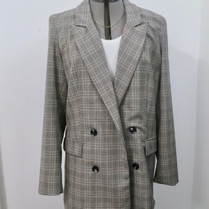 Rachel Zoe Mid length Plaid Blazer Coat Jacket Women's Size XL